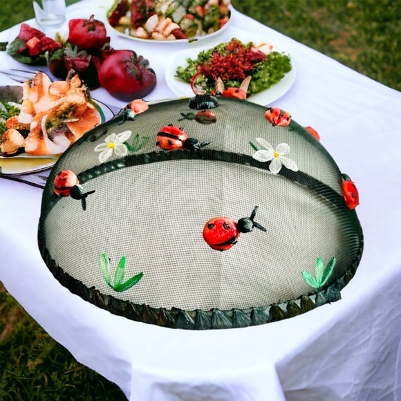 Food Cover Mesh & Wire Embroidered Food Dome Camping Picnics Food Cover - Picture 3 of 12